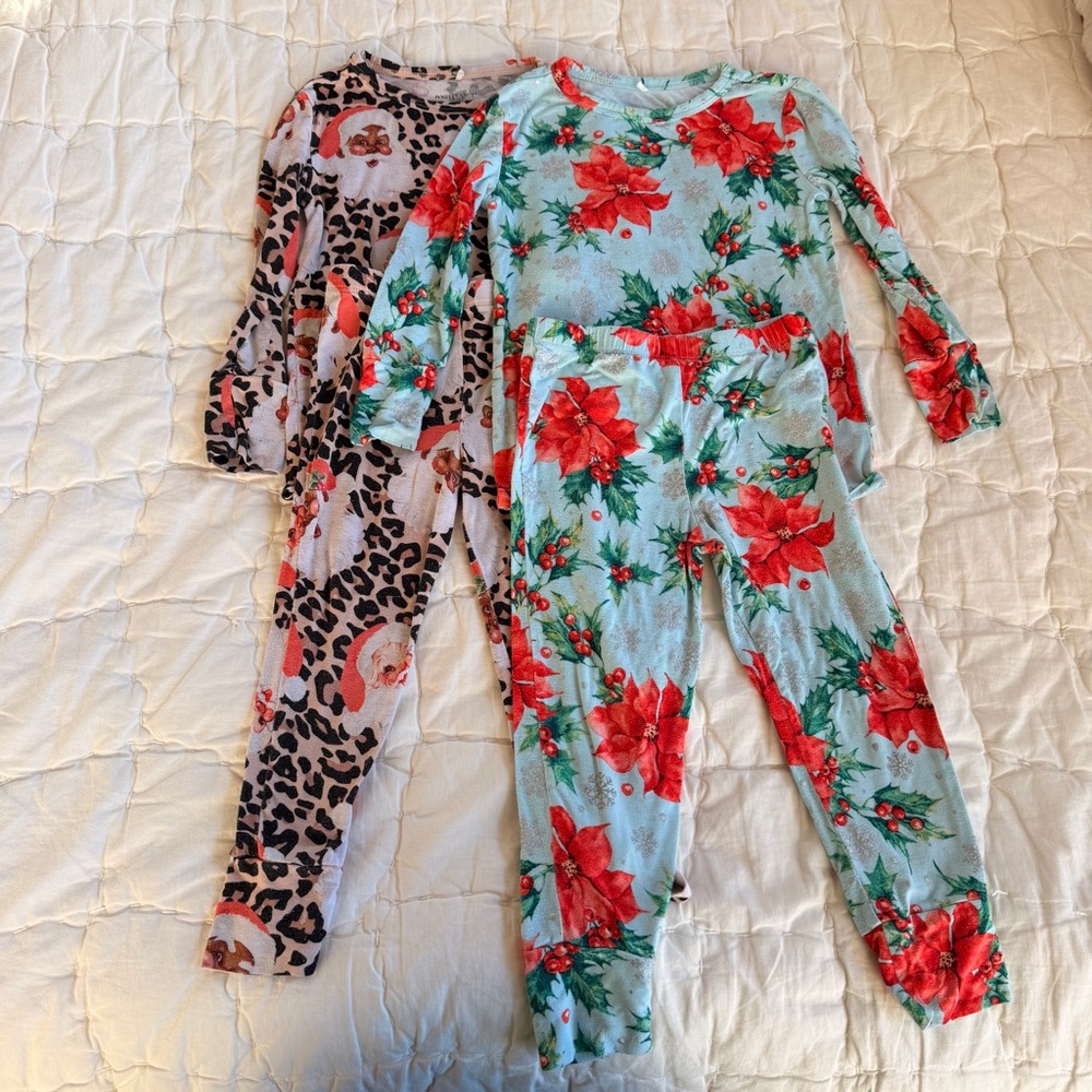 2 Posh Peanut Red Floral and Leopard Pajama Set